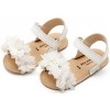 Babywalker  Δερμάτινο Πέδιλο με Chiffon Λουλούδια σε Λευκό  Χρώμα MI.1633